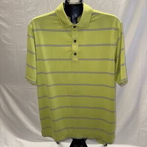 FootJoy FJ Polo Shirt Men's Size L Lime Green Striped Golf